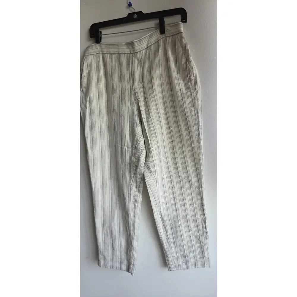 Banana Republic Women's Linen Striped Boho Chic Cottagecore Summer Pants, Size 6